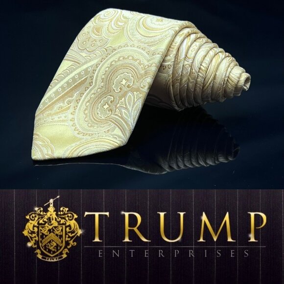 DONALD J. TRUMP MEN'S TIE YELLOW/PAISLEY WIDTH: 3.75" LENGTH: 60.5”